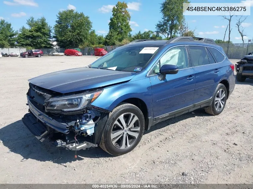 2019 Subaru Outback 3.6R Limited VIN: 4S4BSENC4K3386275 Lot: 40254936