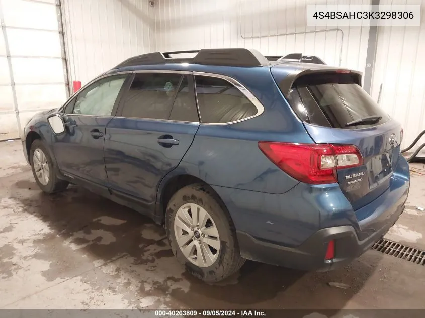 2019 Subaru Outback 2.5I Premium VIN: 4S4BSAHC3K3298306 Lot: 40263809