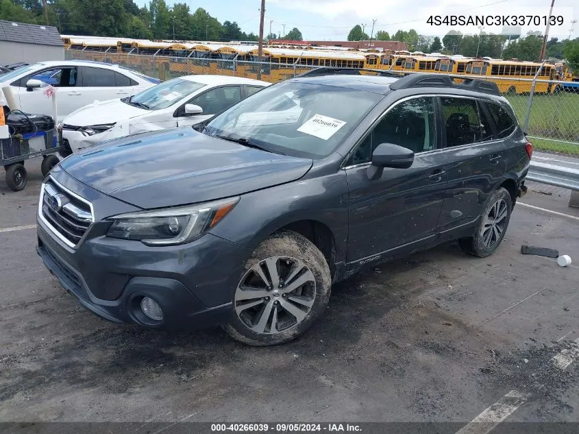 2019 Subaru Outback 2.5I Limited VIN: 4S4BSANC3K3370139 Lot: 40266039