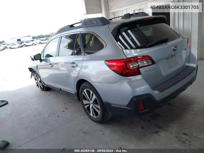 2019 Subaru Outback 2.5I Limited VIN: 4S4BSANC6K3301705 Lot: 40268146