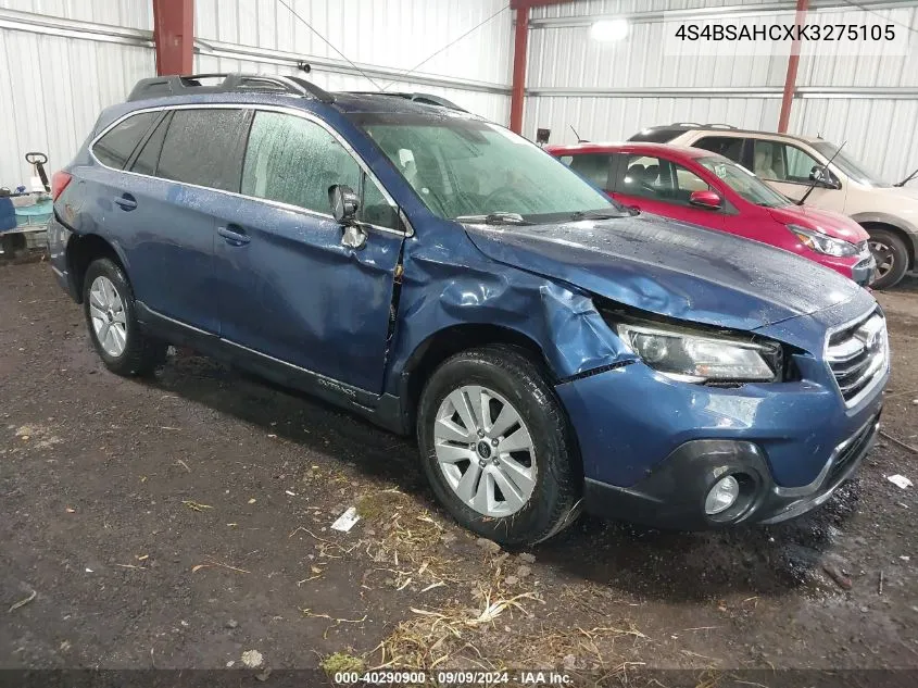 2019 Subaru Outback 2.5I Premium VIN: 4S4BSAHCXK3275105 Lot: 40290900