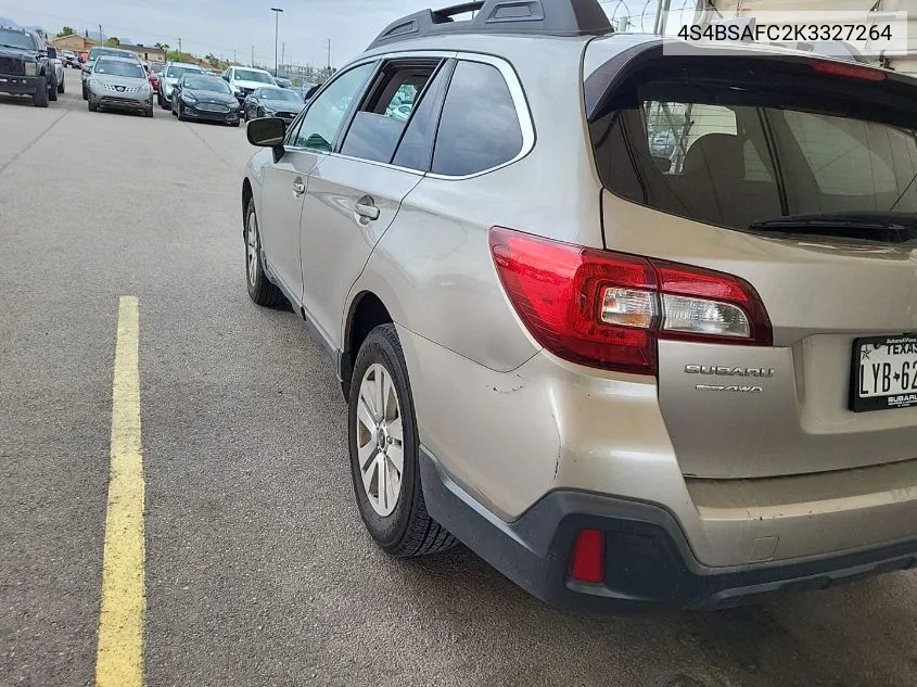 2019 Subaru Outback 2.5I Premium VIN: 4S4BSAFC2K3327264 Lot: 40291844