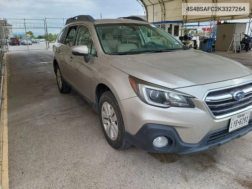 2019 Subaru Outback 2.5I Premium VIN: 4S4BSAFC2K3327264 Lot: 40291844