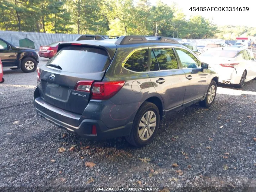 2019 Subaru Outback 2.5I Premium VIN: 4S4BSAFC0K3354639 Lot: 40296650