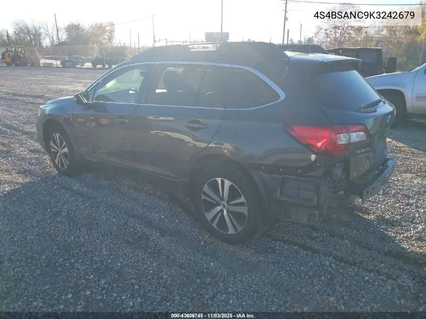 4S4BSANC9K3242679 2019 Subaru Outback 2.5I Limited
