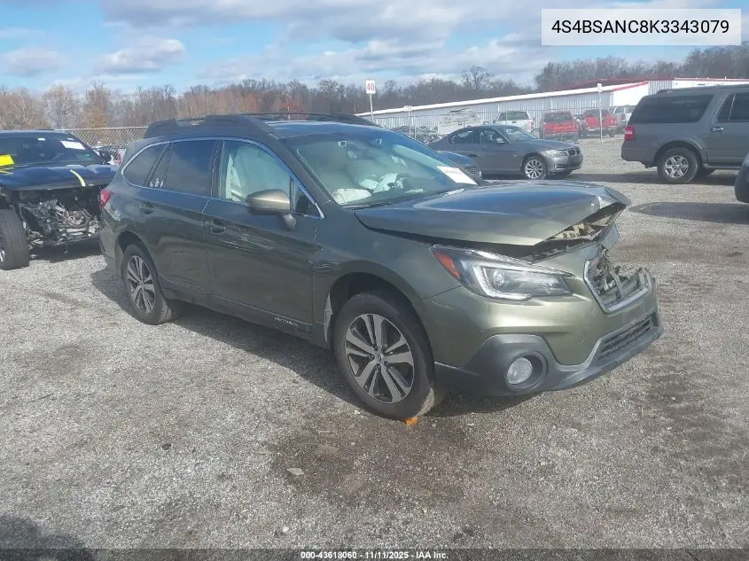 4S4BSANC8K3343079 2019 Subaru Outback 2.5I Limited