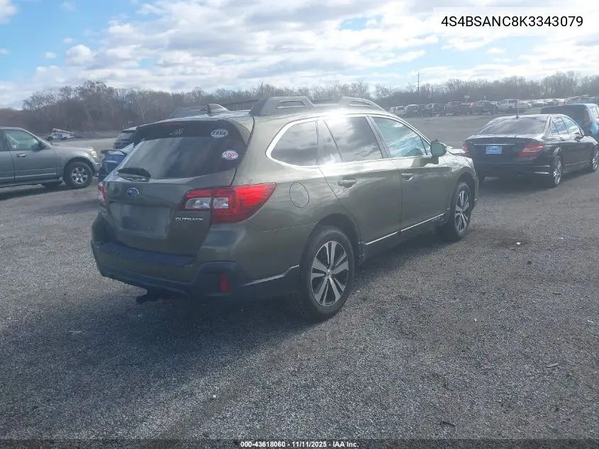 4S4BSANC8K3343079 2019 Subaru Outback 2.5I Limited