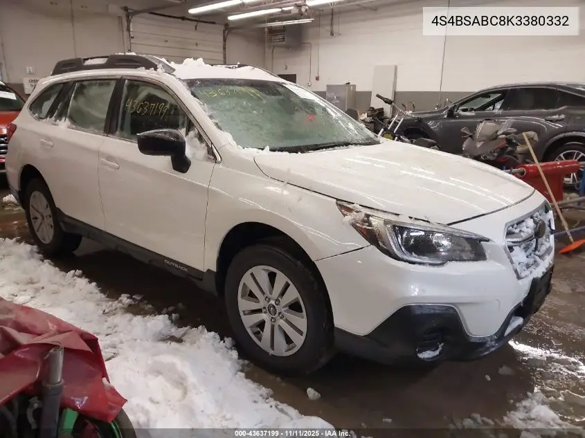 4S4BSABC8K3380332 2019 Subaru Outback 2.5I