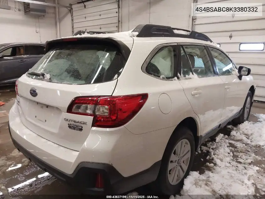 4S4BSABC8K3380332 2019 Subaru Outback 2.5I