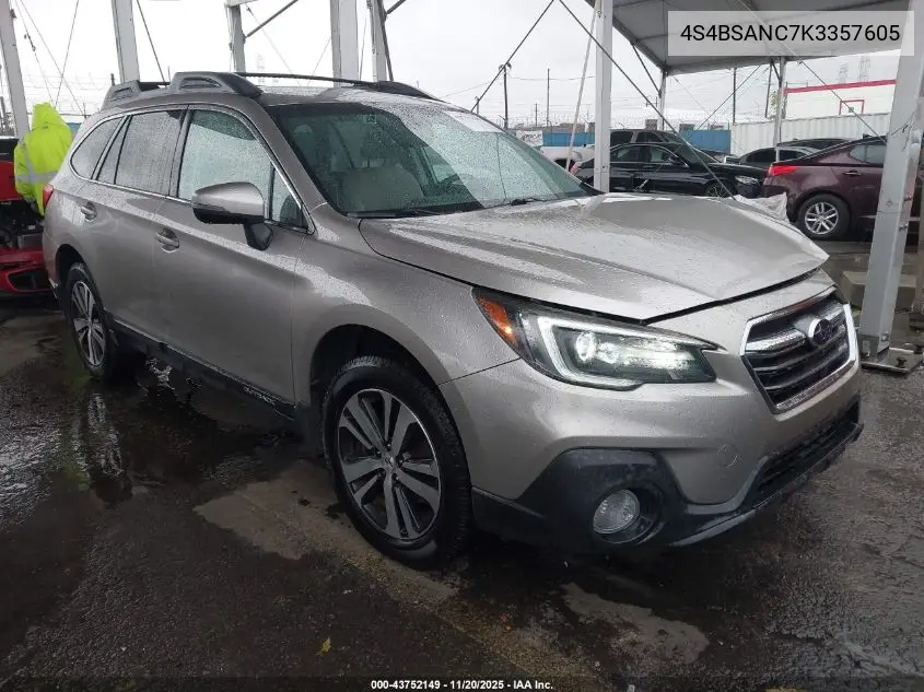 4S4BSANC7K3357605 2019 Subaru Outback 2.5I Limited