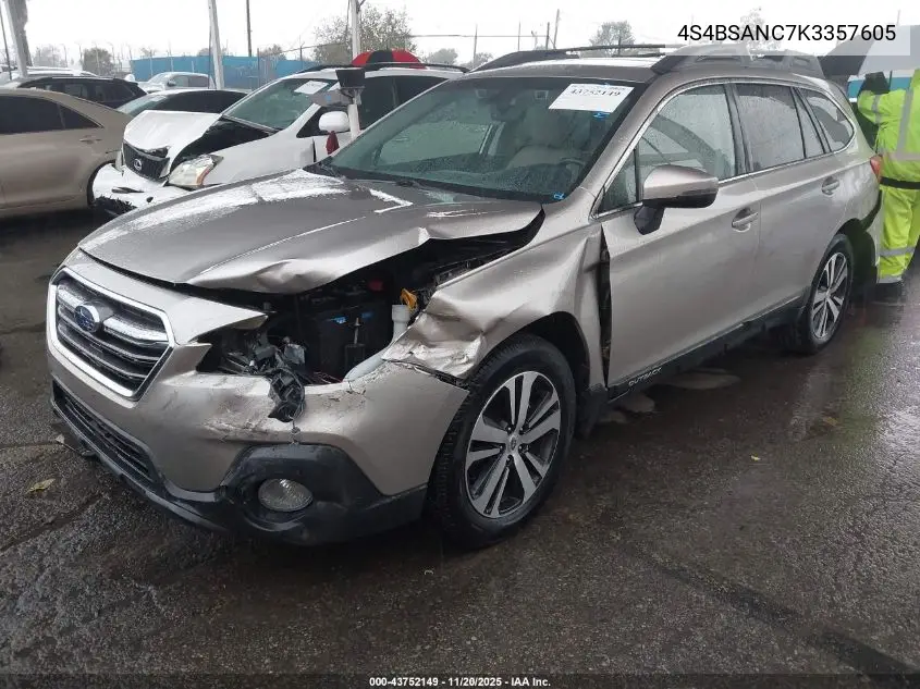4S4BSANC7K3357605 2019 Subaru Outback 2.5I Limited