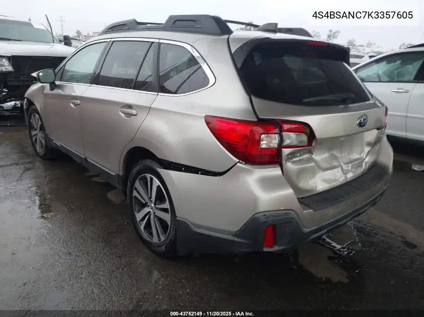 4S4BSANC7K3357605 2019 Subaru Outback 2.5I Limited