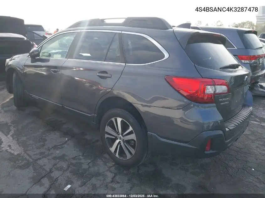 4S4BSANC4K3287478 2019 Subaru Outback 2.5I Limited