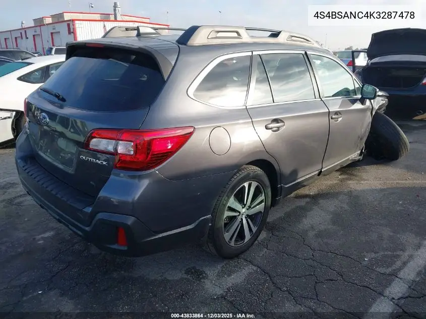 4S4BSANC4K3287478 2019 Subaru Outback 2.5I Limited