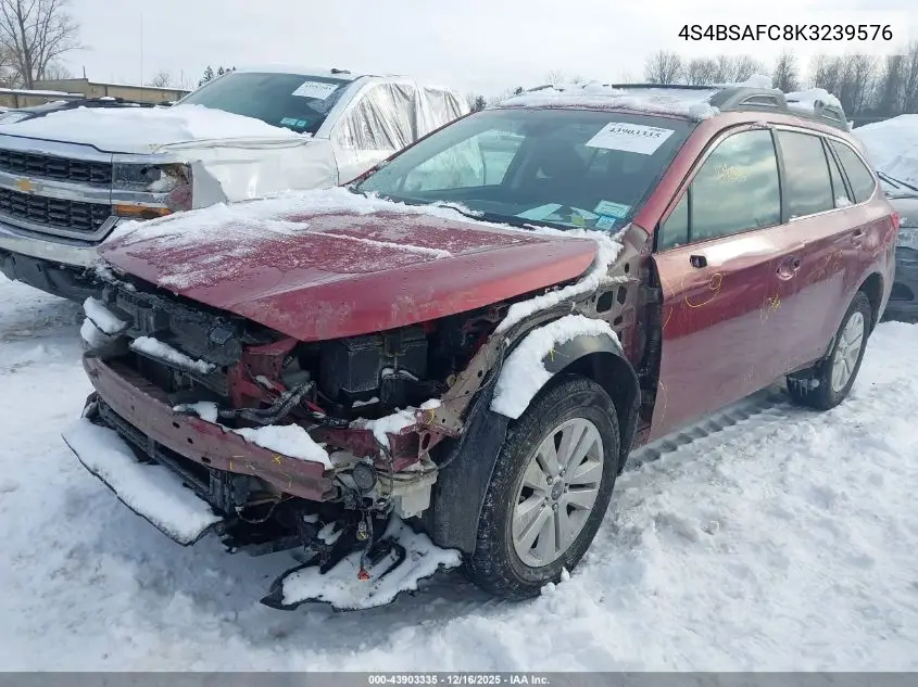 4S4BSAFC8K3239576 2019 Subaru Outback 2.5I Premium