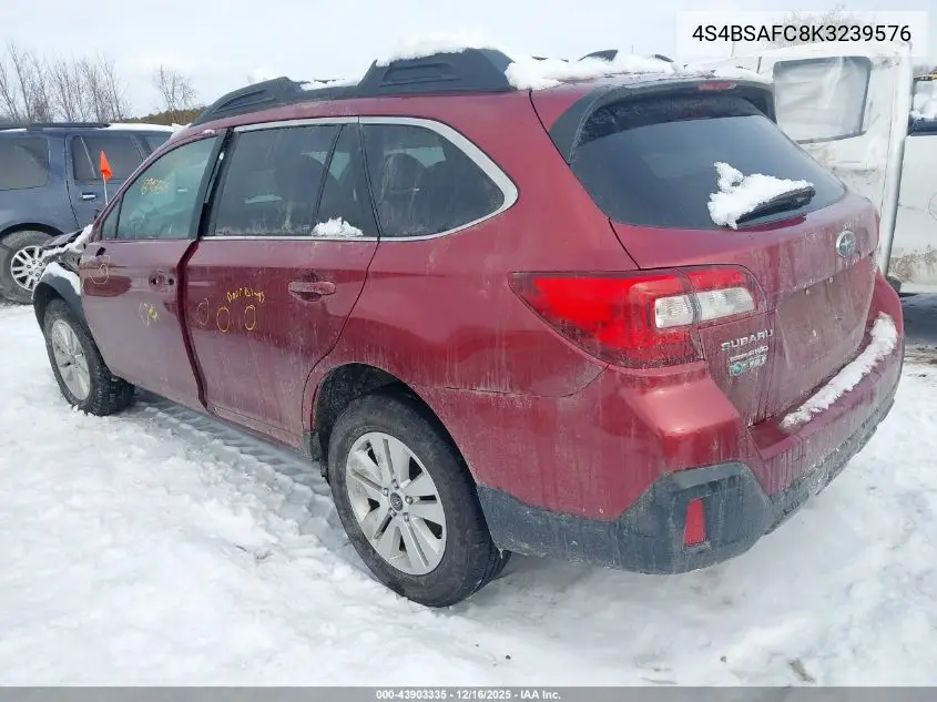 4S4BSAFC8K3239576 2019 Subaru Outback 2.5I Premium