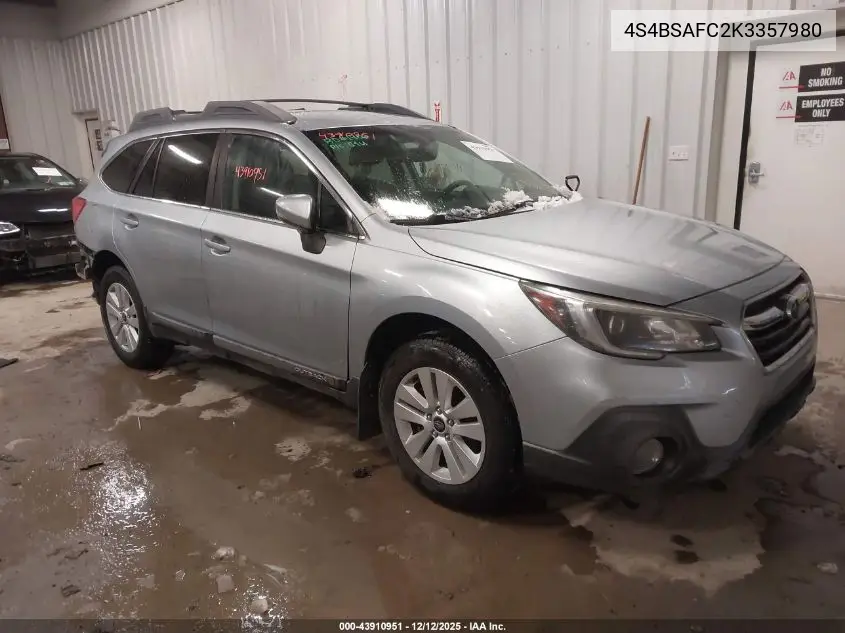 4S4BSAFC2K3357980 2019 Subaru Outback 2.5I Premium