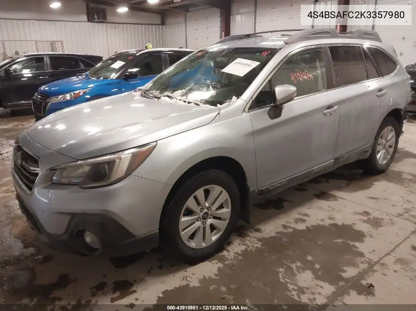 4S4BSAFC2K3357980 2019 Subaru Outback 2.5I Premium