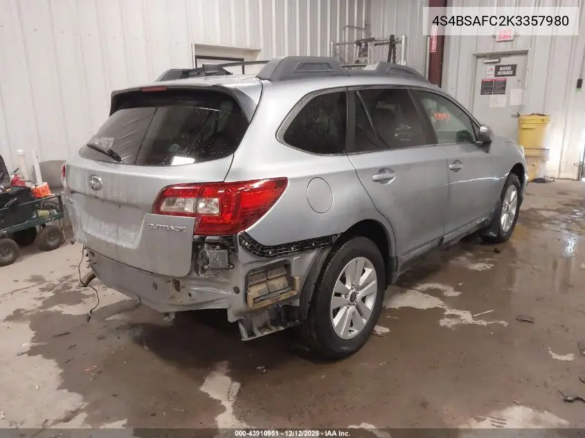 4S4BSAFC2K3357980 2019 Subaru Outback 2.5I Premium