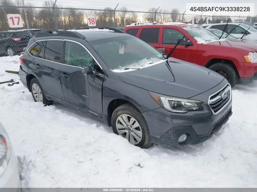 4S4BSAFC9K3338228 2019 Subaru Outback 2.5I Premium