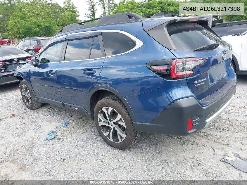 2020 Subaru Outback Limited VIN: 4S4BTALC6L3217398 Lot: 39351070