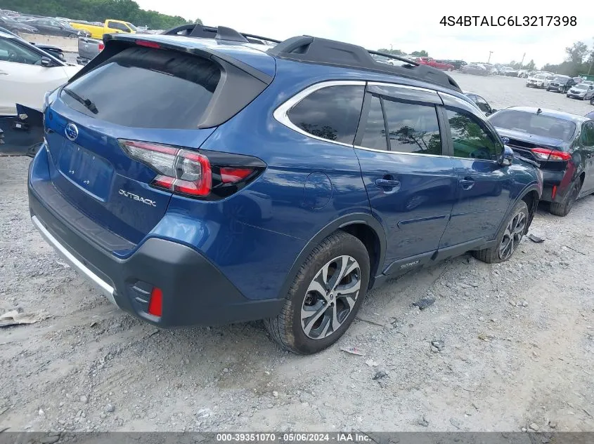 2020 Subaru Outback Limited VIN: 4S4BTALC6L3217398 Lot: 39351070