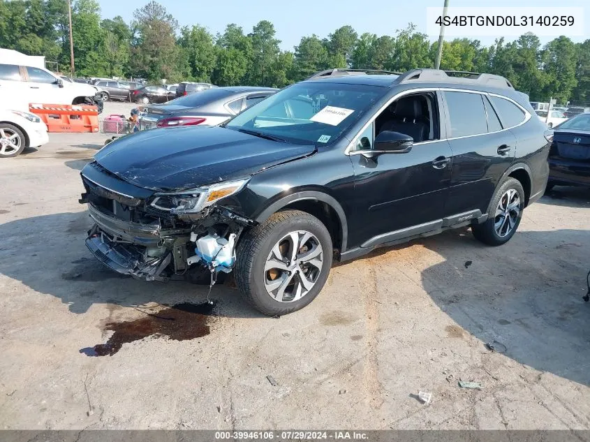 2020 Subaru Outback Limited Xt VIN: 4S4BTGND0L3140259 Lot: 39946106