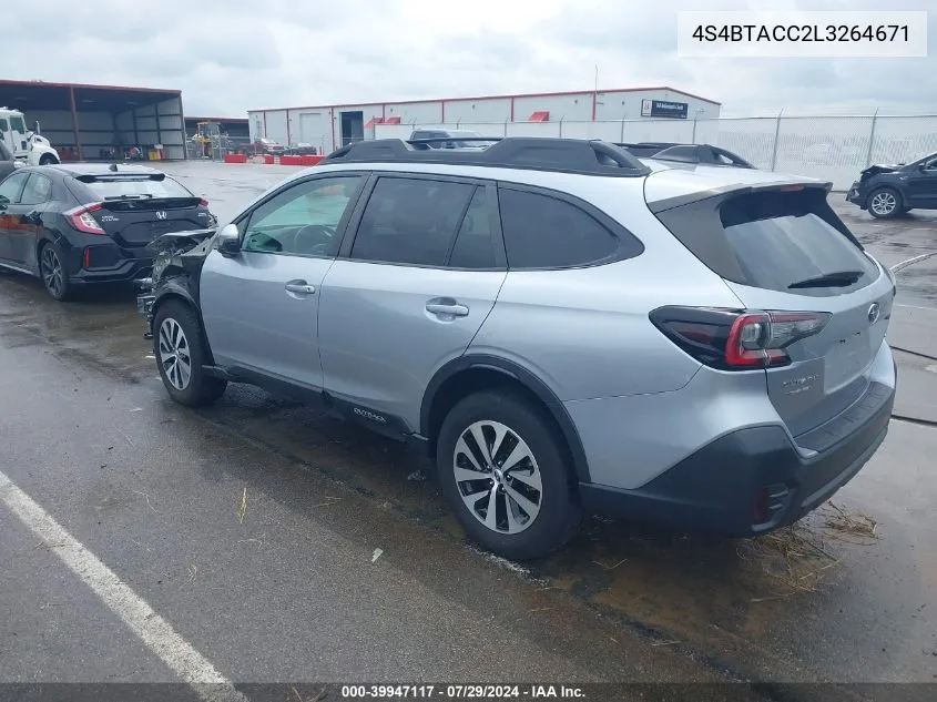 2020 Subaru Outback Premium VIN: 4S4BTACC2L3264671 Lot: 39947117