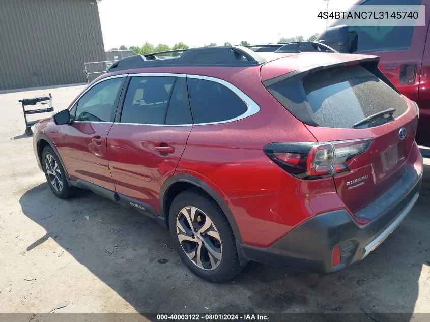 2020 Subaru Outback Limited VIN: 4S4BTANC7L3145740 Lot: 40003122