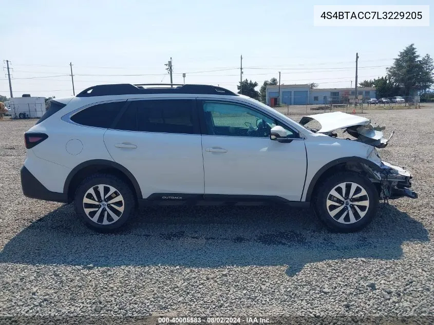 2020 Subaru Outback Premium VIN: 4S4BTACC7L3229205 Lot: 40005583