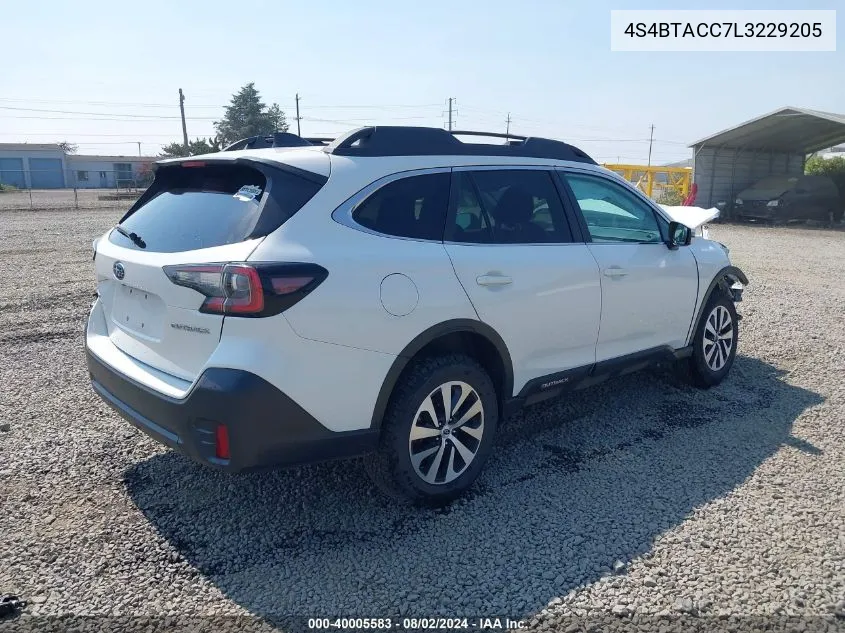 2020 Subaru Outback Premium VIN: 4S4BTACC7L3229205 Lot: 40005583