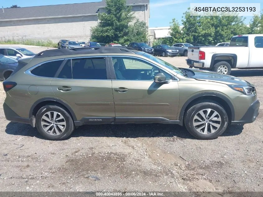 2020 Subaru Outback Premium VIN: 4S4BTACC3L3253193 Lot: 40043895