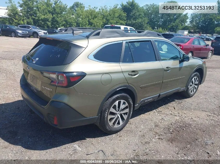 2020 Subaru Outback Premium VIN: 4S4BTACC3L3253193 Lot: 40043895