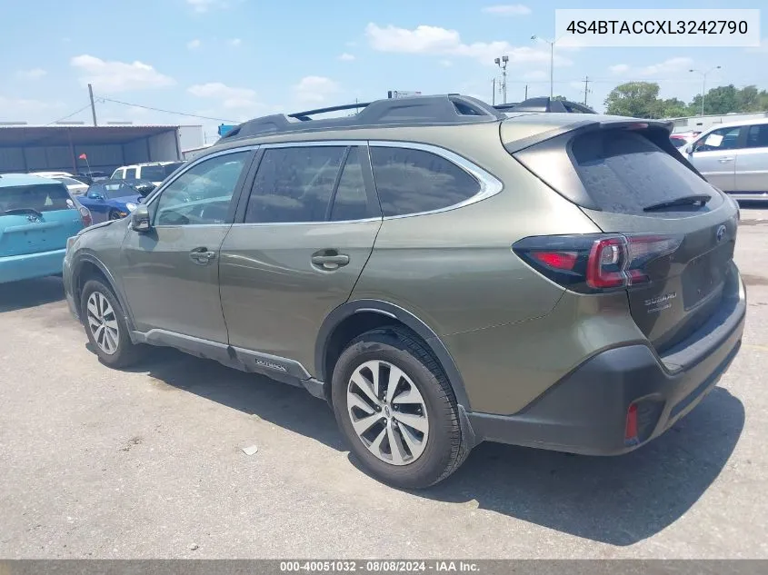 2020 Subaru Outback Premium VIN: 4S4BTACCXL3242790 Lot: 40051032