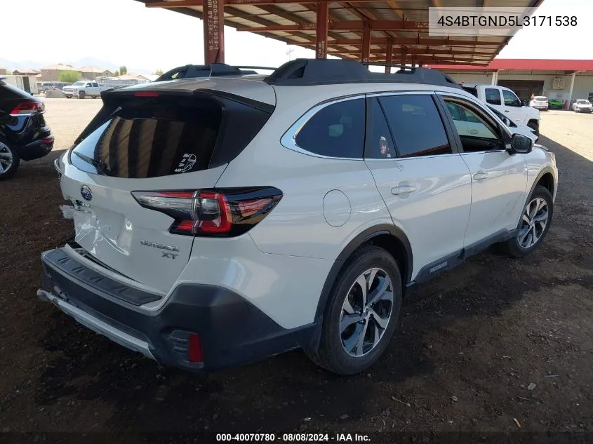 2020 Subaru Outback Limited Xt VIN: 4S4BTGND5L3171538 Lot: 40070780