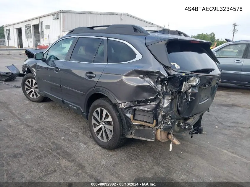 2020 Subaru Outback Premium VIN: 4S4BTAEC9L3234578 Lot: 40092992