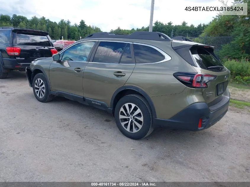 2020 Subaru Outback Premium VIN: 4S4BTAECXL3185424 Lot: 40161734