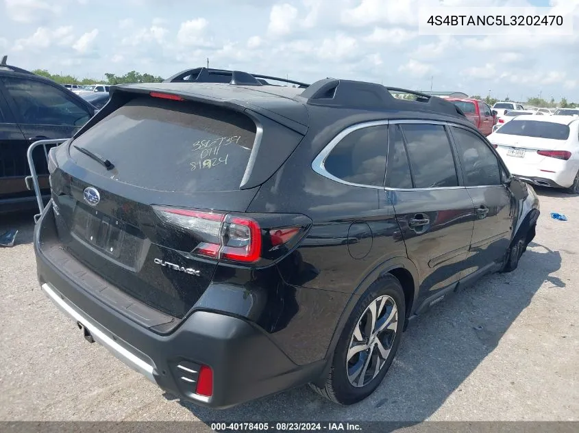 2020 Subaru Outback Limited VIN: 4S4BTANC5L3202470 Lot: 40178405