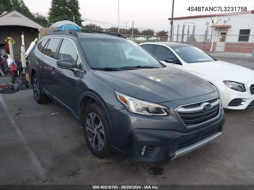 2020 Subaru Outback Limited VIN: 4S4BTANC7L3231758 Lot: 40216193