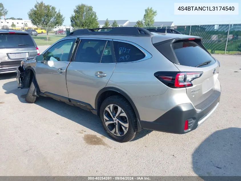 2020 Subaru Outback Limited VIN: 4S4BTANC1L3174540 Lot: 40254391