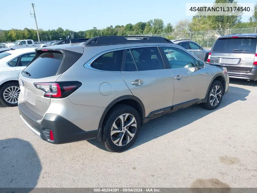 2020 Subaru Outback Limited VIN: 4S4BTANC1L3174540 Lot: 40254391