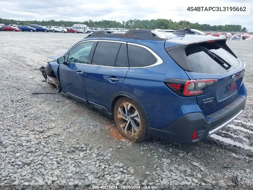 2020 Subaru Outback Touring VIN: 4S4BTAPC3L3195662 Lot: 40275624