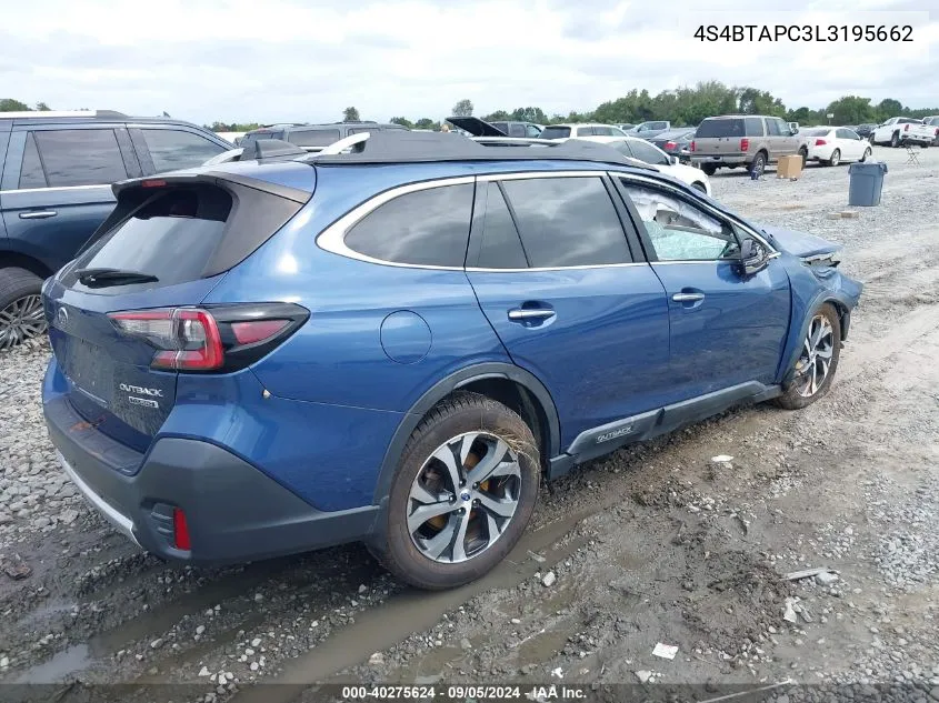 2020 Subaru Outback Touring VIN: 4S4BTAPC3L3195662 Lot: 40275624