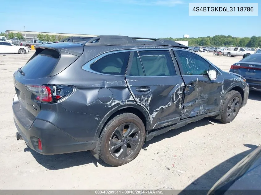 2020 Subaru Outback Onyx Edition Xt VIN: 4S4BTGKD6L3118786 Lot: 40289511