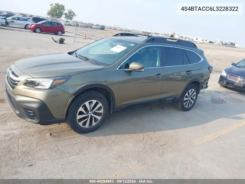 2020 Subaru Outback Premium VIN: 4S4BTACC6L3228322 Lot: 40294953