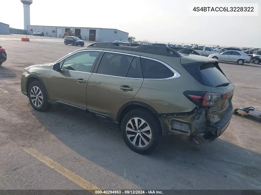 2020 Subaru Outback Premium VIN: 4S4BTACC6L3228322 Lot: 40294953