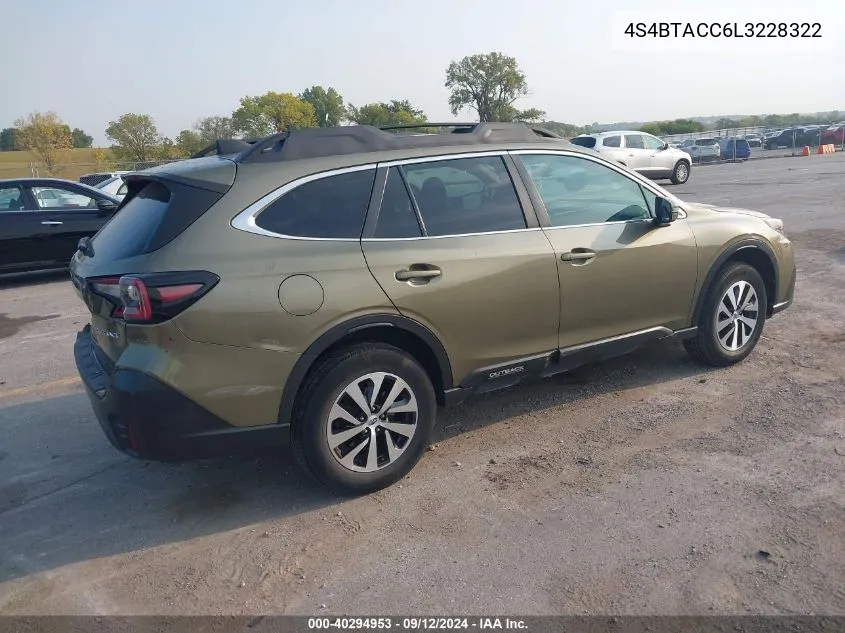 2020 Subaru Outback Premium VIN: 4S4BTACC6L3228322 Lot: 40294953