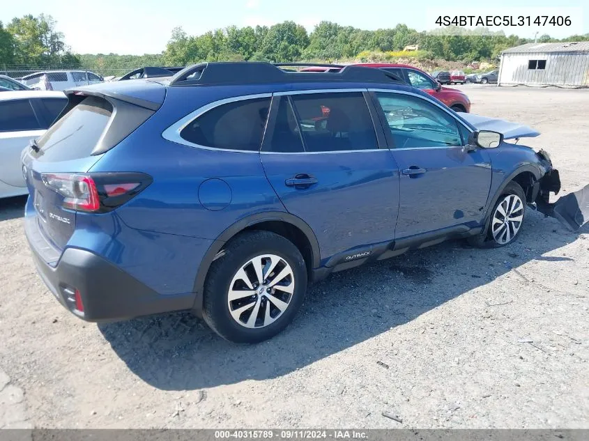 2020 Subaru Outback Premium VIN: 4S4BTAEC5L3147406 Lot: 40315789