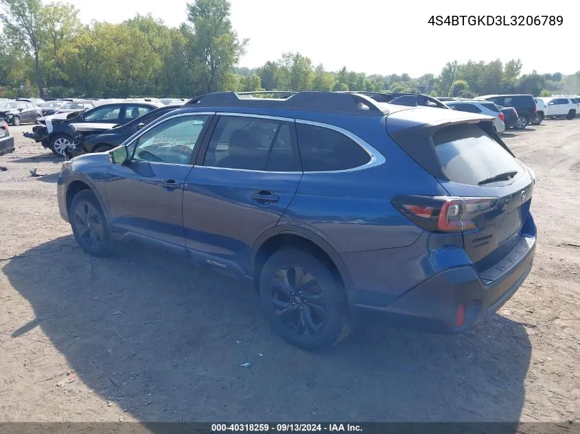 2020 Subaru Outback Onyx Edition Xt VIN: 4S4BTGKD3L3206789 Lot: 40318259