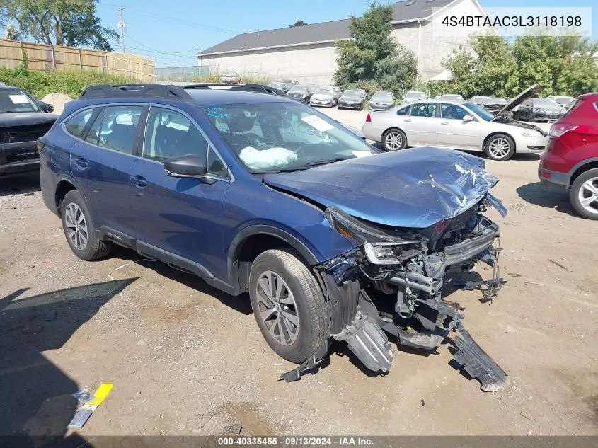 2020 Subaru Outback VIN: 4S4BTAAC3L3118198 Lot: 40335455